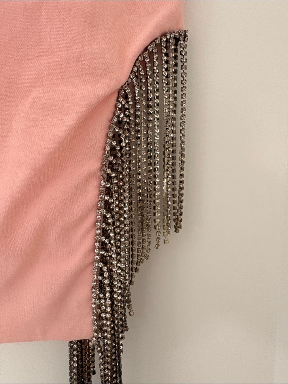 Spaghetti Strap Pink Fringe Mini Dress - Picture 4 of 6
